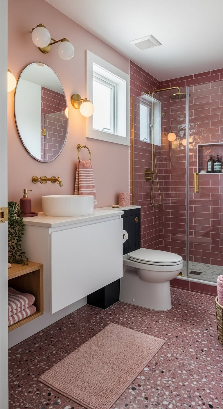 lively retro terrazzo bathroom charm