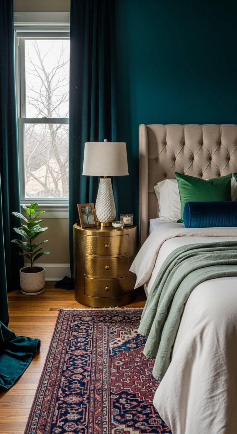luxurious jewel toned bedroom retreat