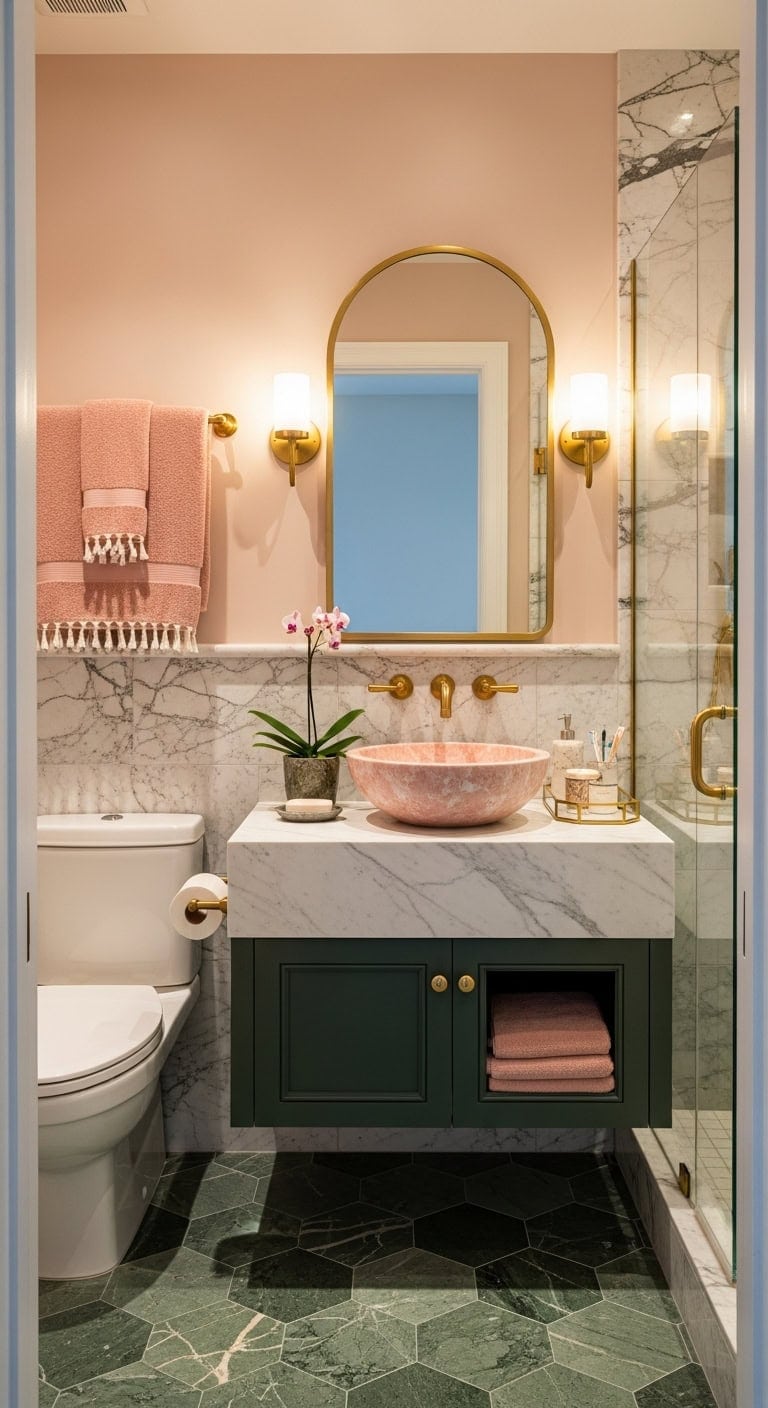 luxurious natural stone bathroom aesthetic