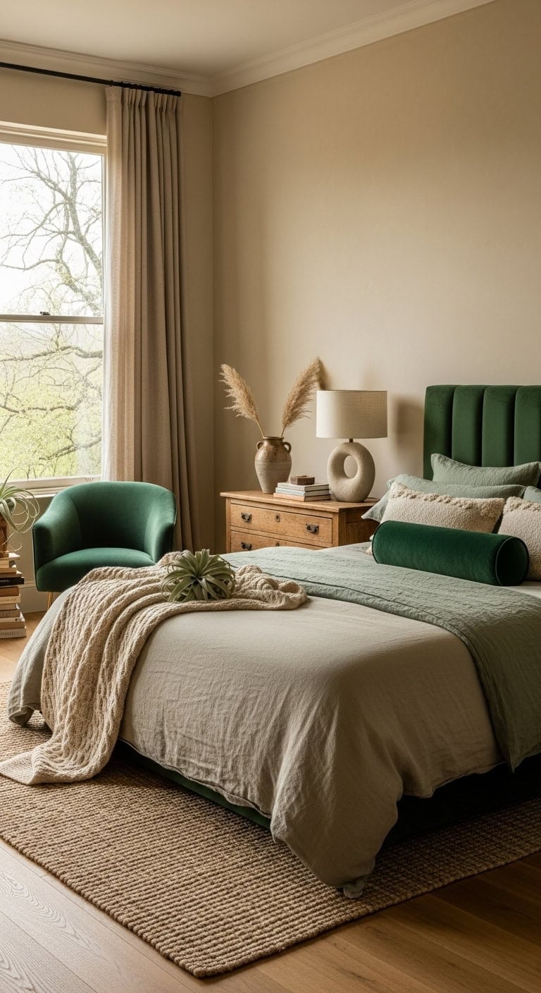 luxurious velvet accents in neutral palette