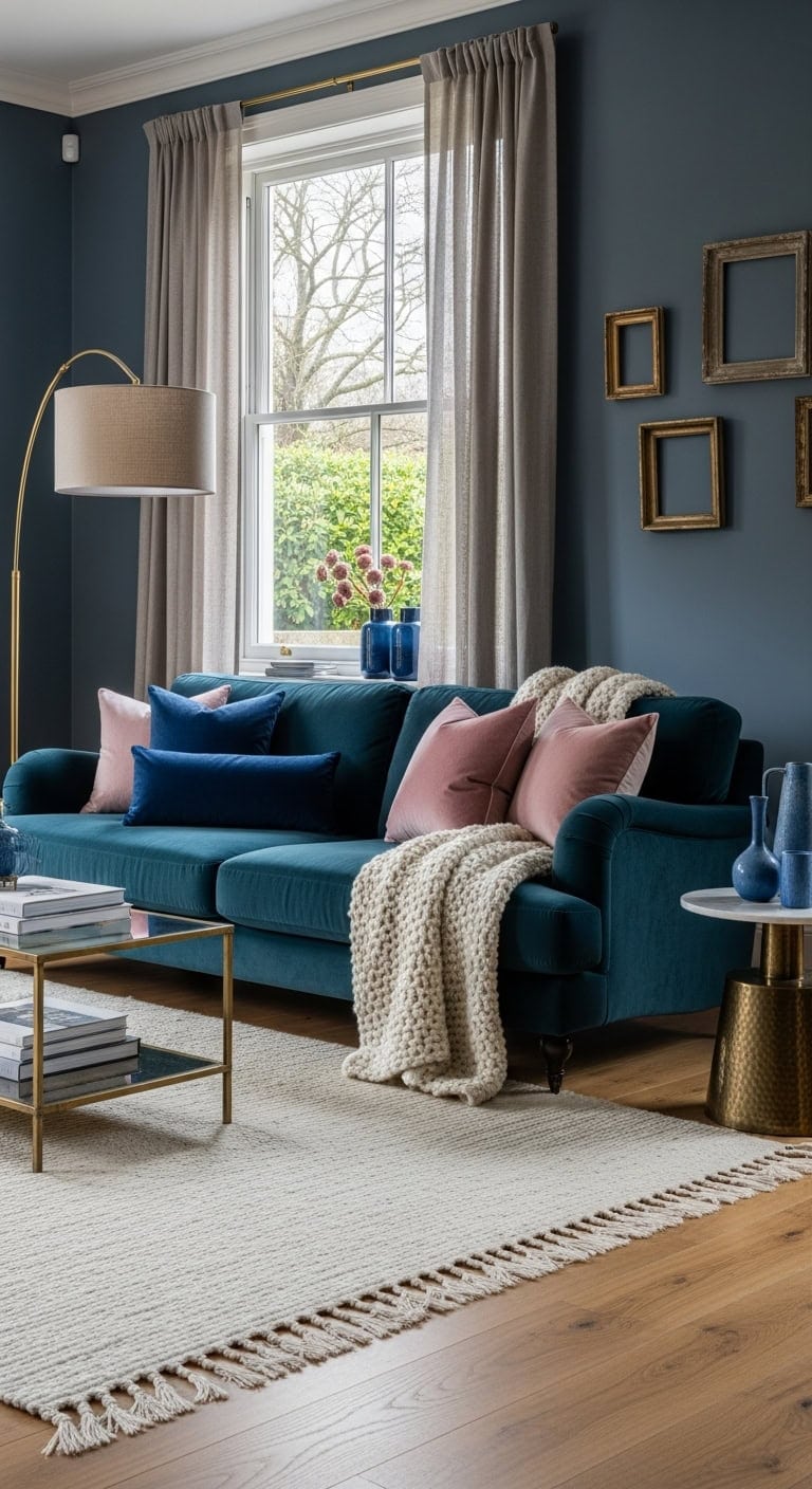 luxurious velvet sofa transforms living space
