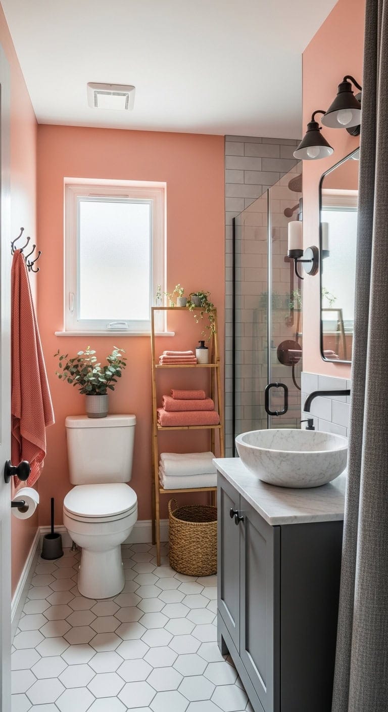 matte grey elegance salmon pink charm