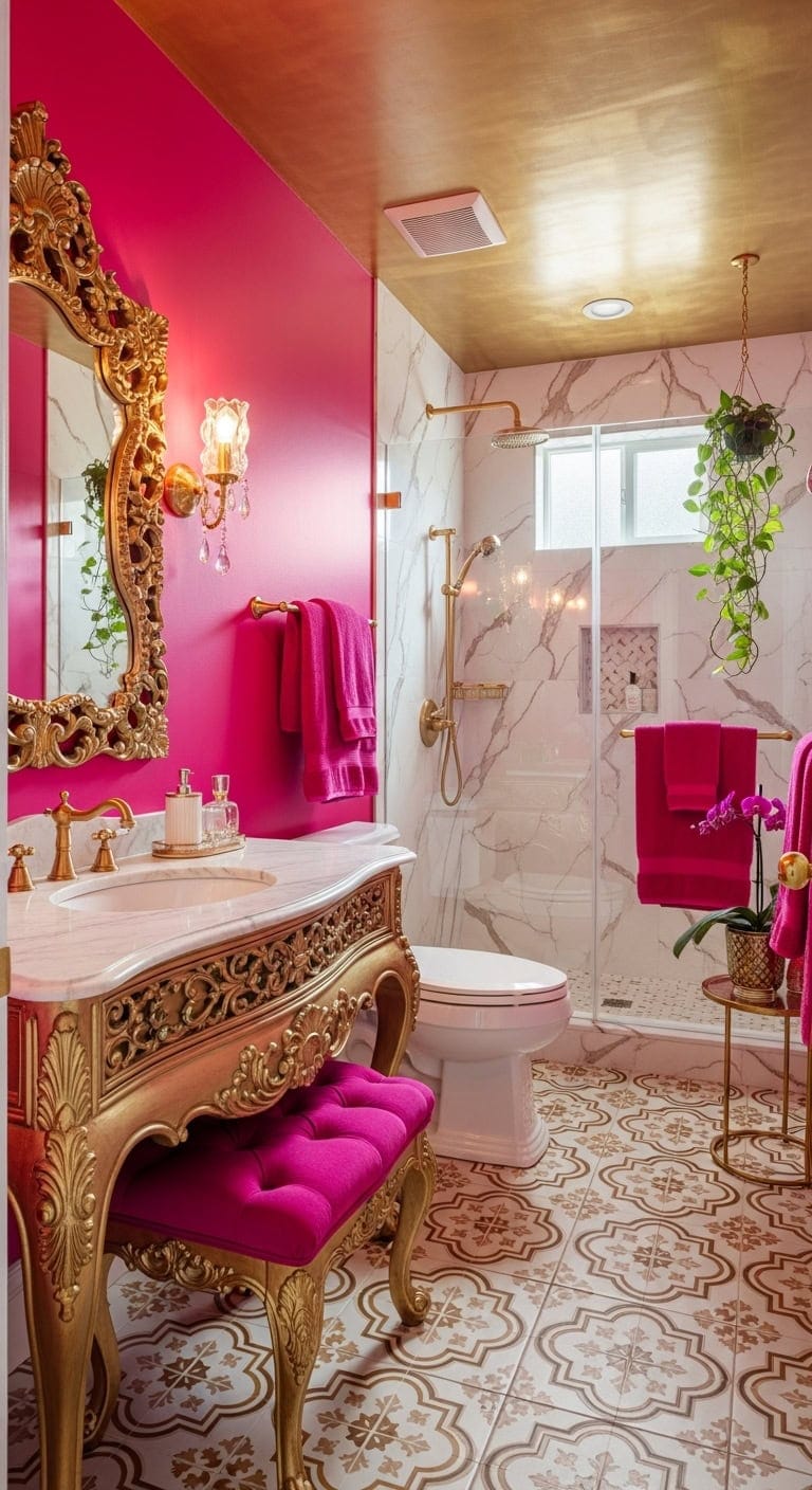 maximalist glamorous ornate fuchsia infused