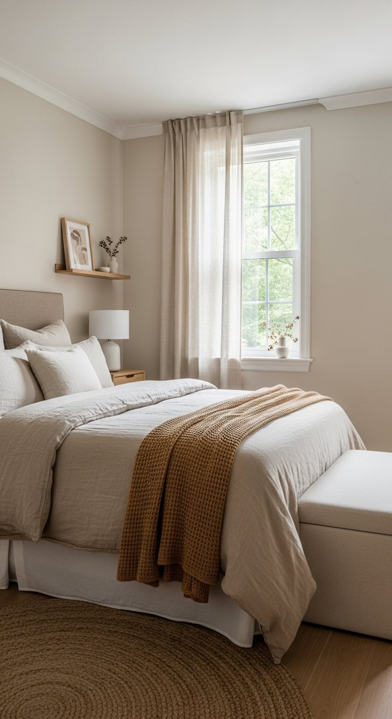maximizing light beige bedroom design