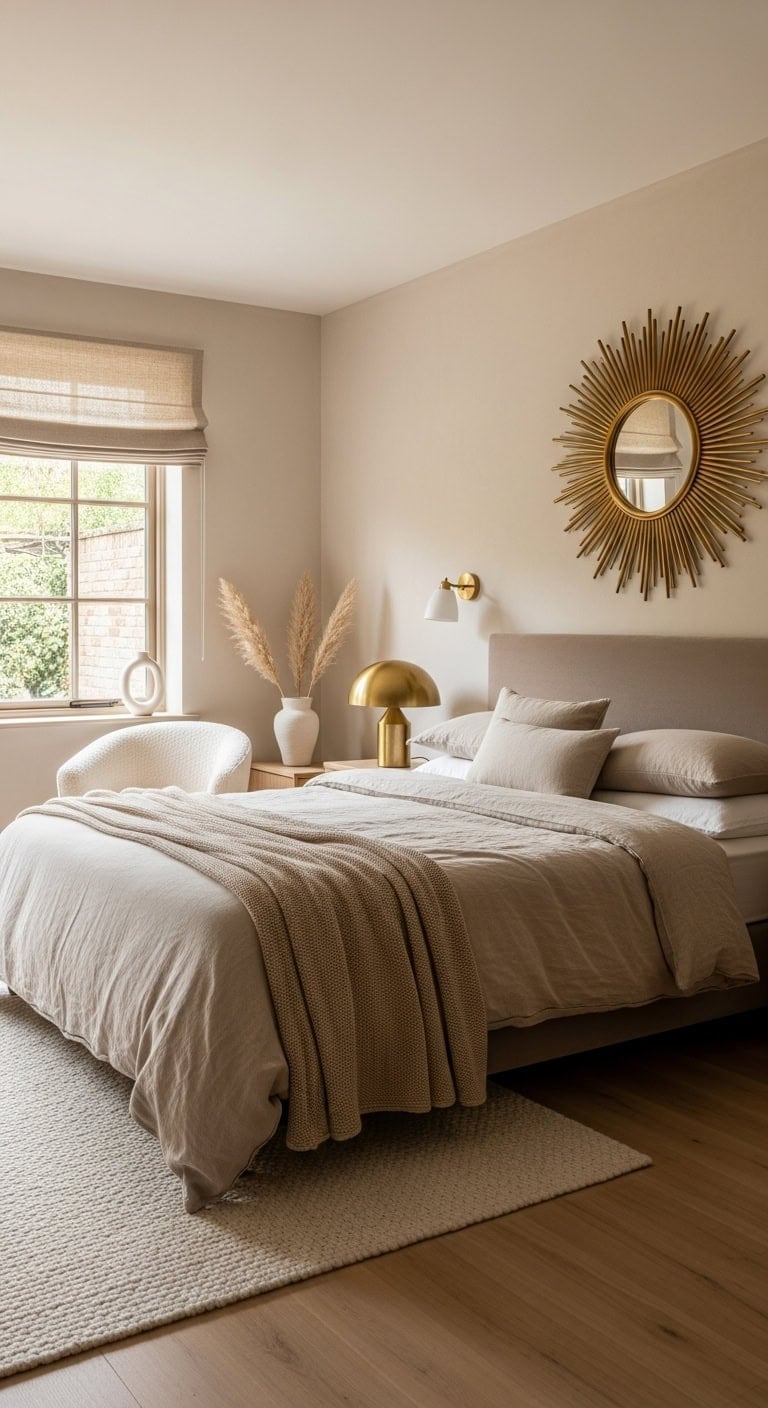 metallic centerpiece in minimalist surroundings