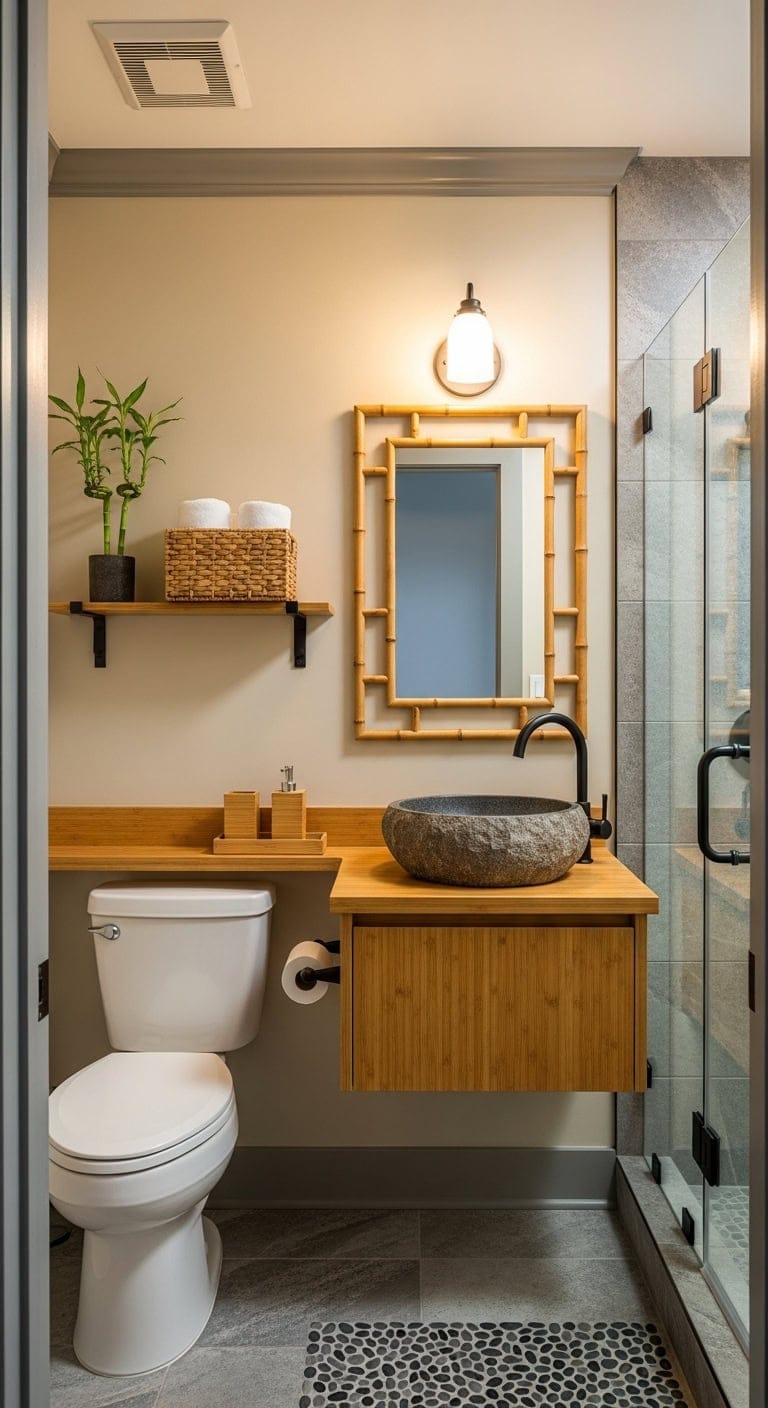 minimalist organic tranquil powder room retreat