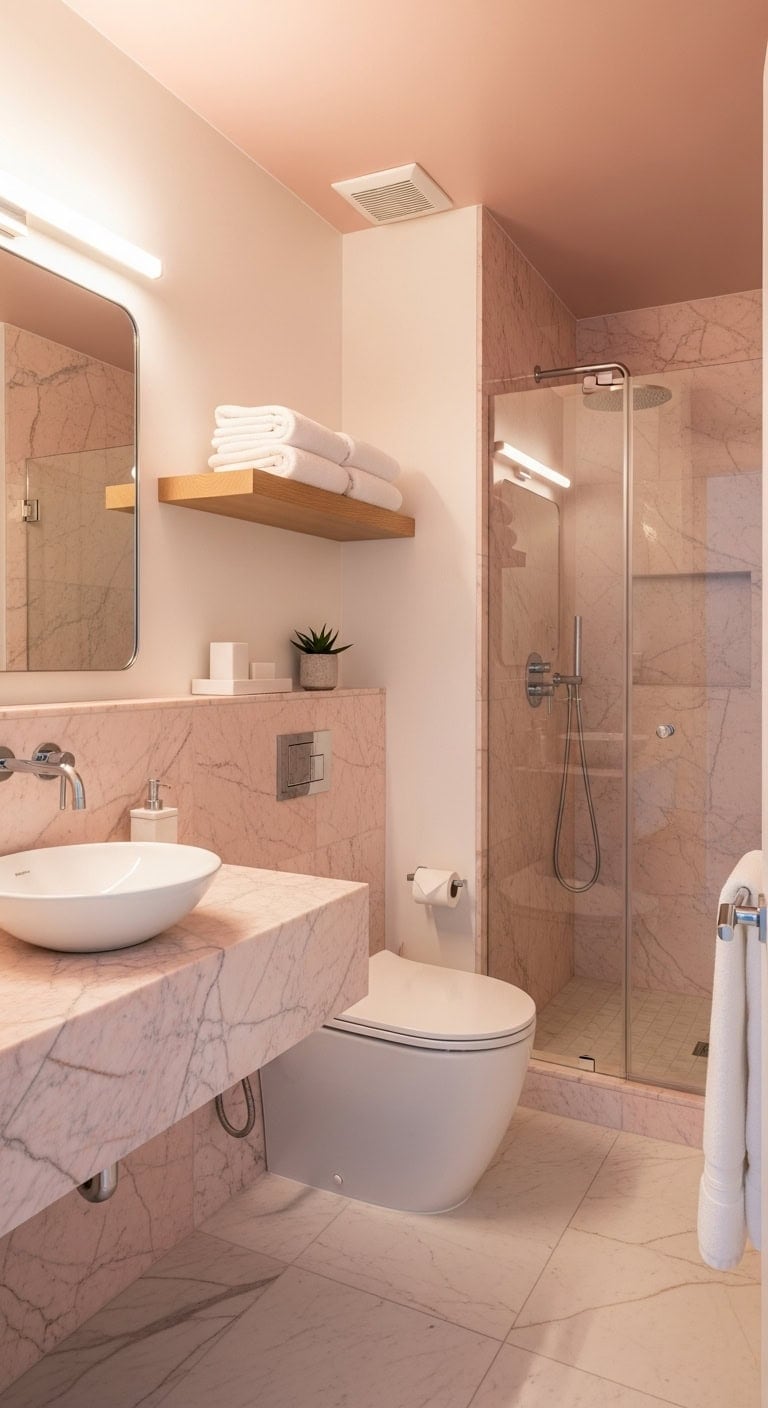 minimalist pink marble spa retreat