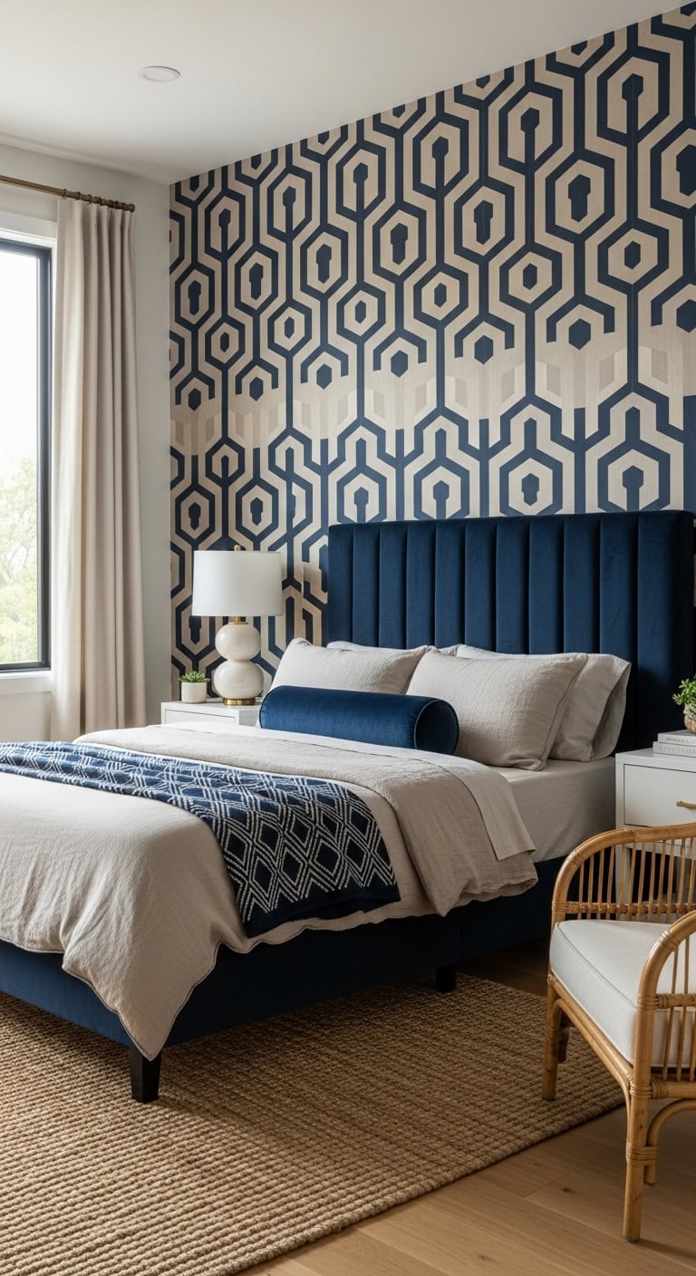 modern geometric bedroom wallpaper
