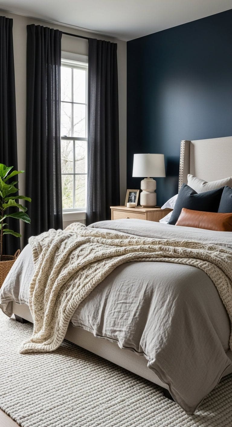 moody dark accent beige bedding