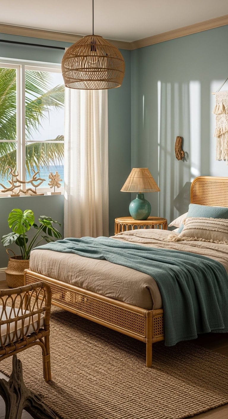 muted coastal boho bedroom sanctuary