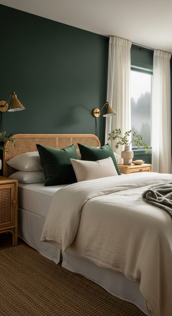 23 Dark Green and Beige Bedroom Ideas to Create Natural Contrast