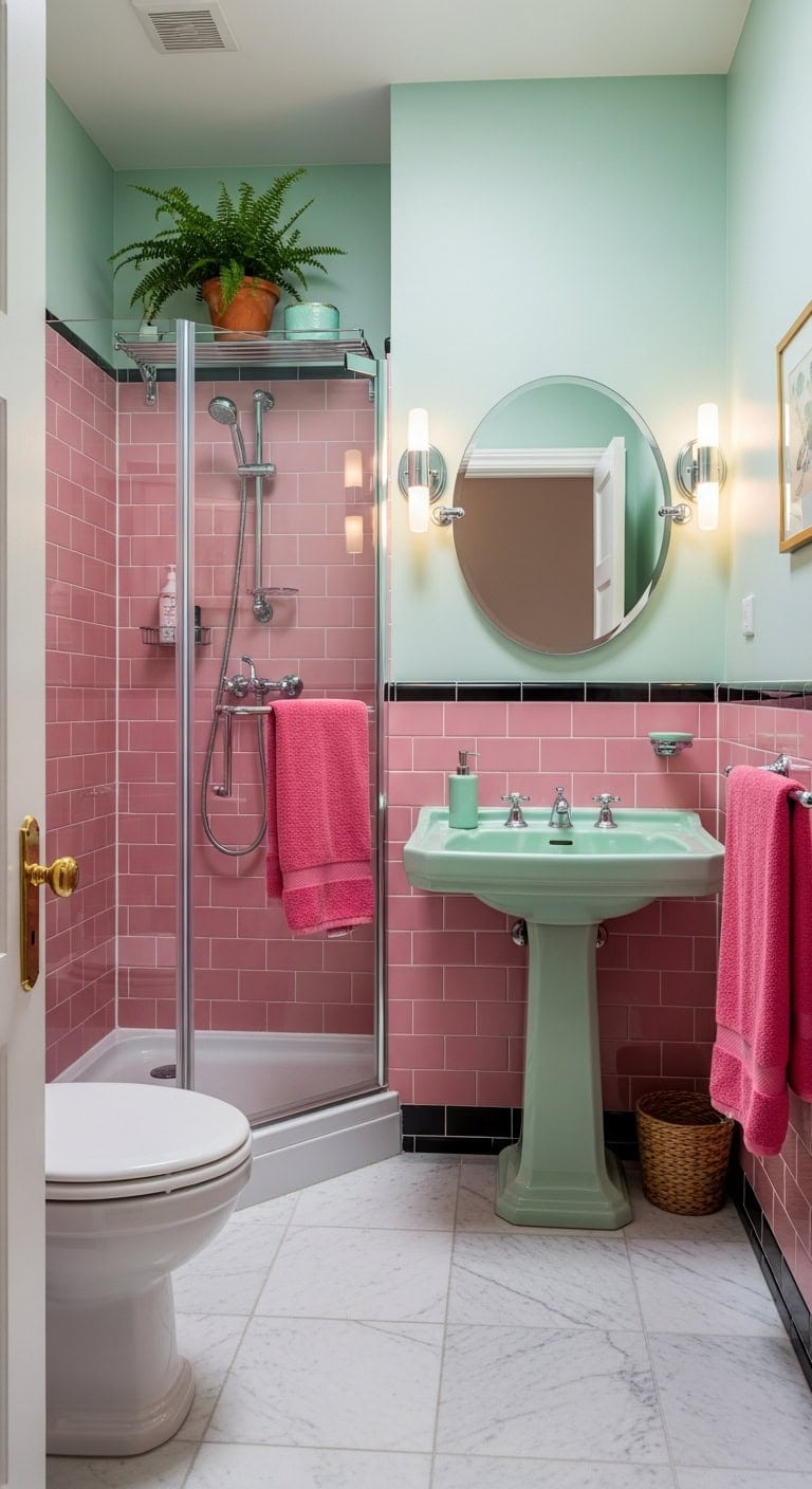 nostalgic vintage bathroom color palette