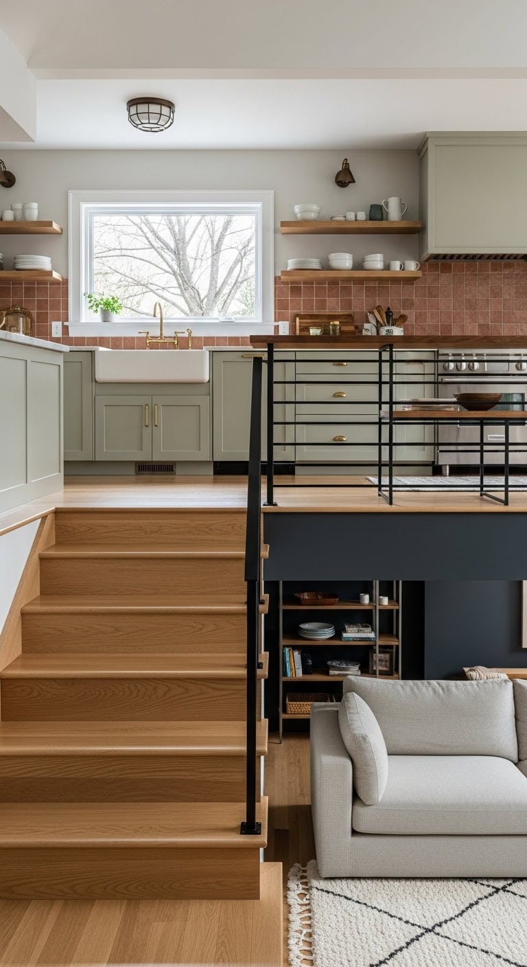open concept split level living