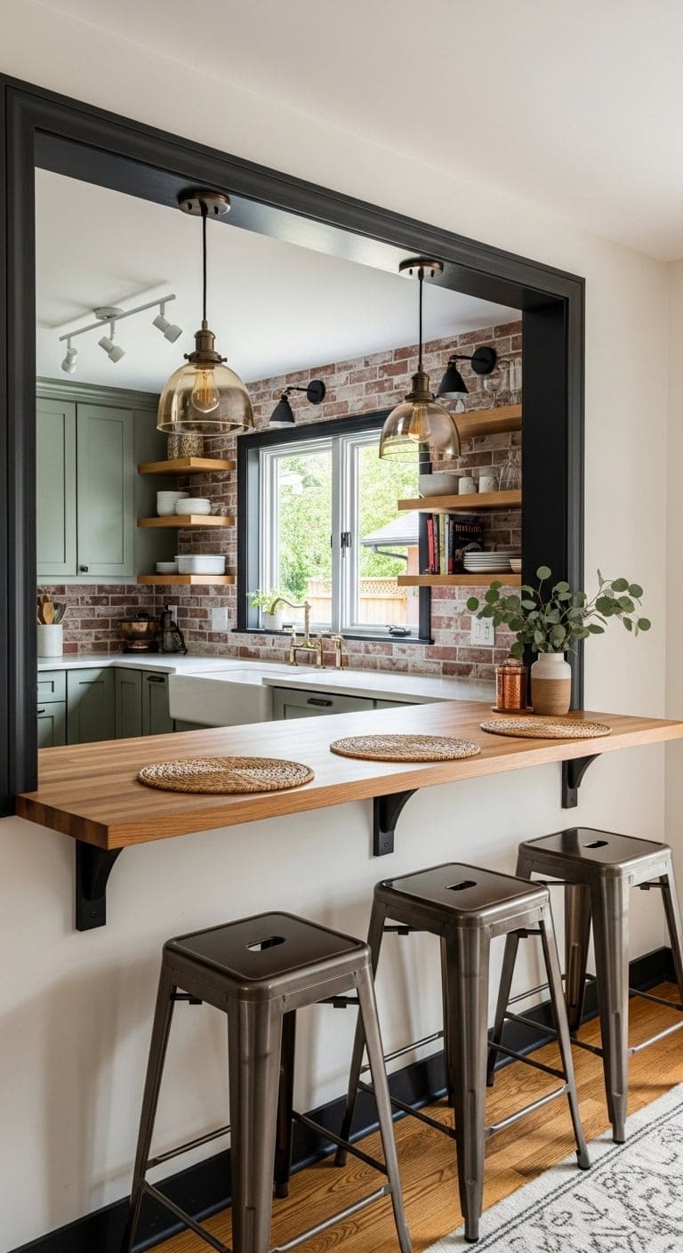 open kitchen pass through bar counter