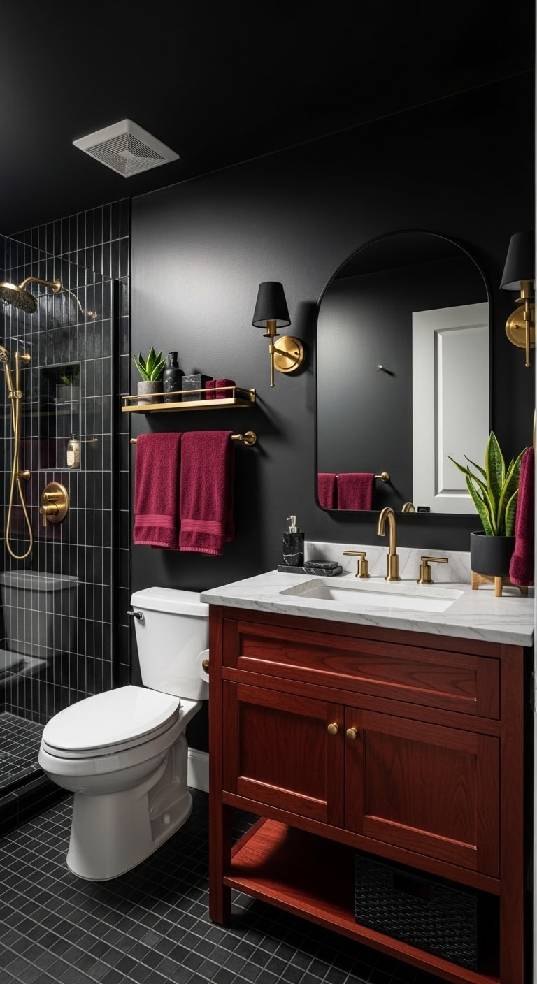 opulent raspberry contrast against black