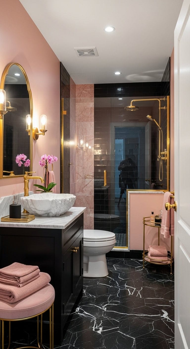 parisian glam powder room transformation