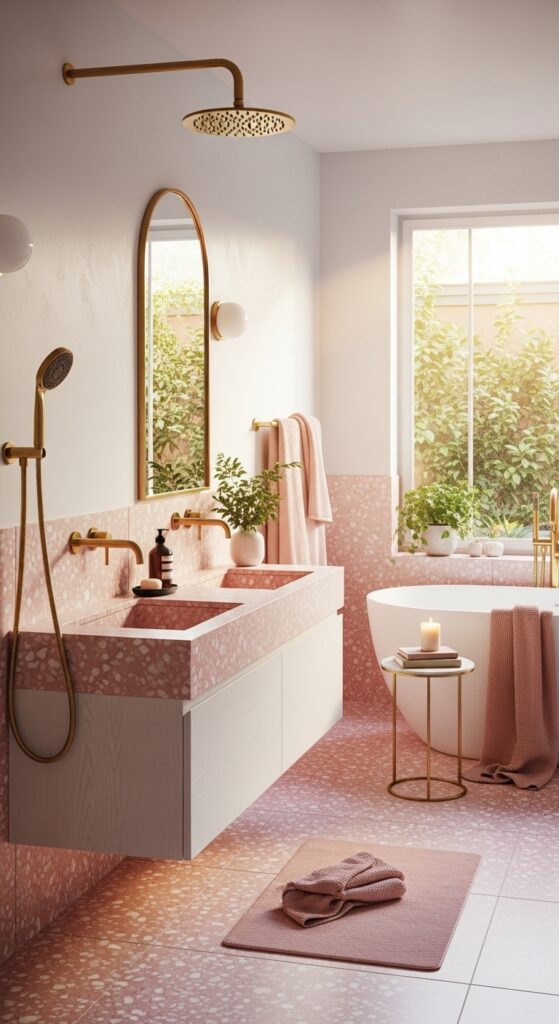 23 Pink Terrazzo Bathroom Ideas That Mix Pattern and Color