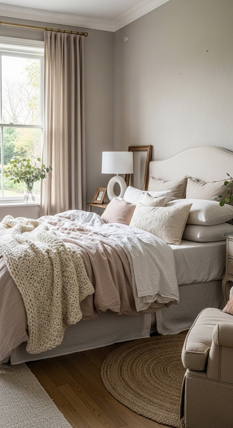 peaceful elegant layered romantic bedroom