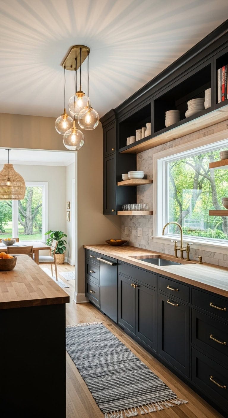 pendant lighting anchors open concept kitchen