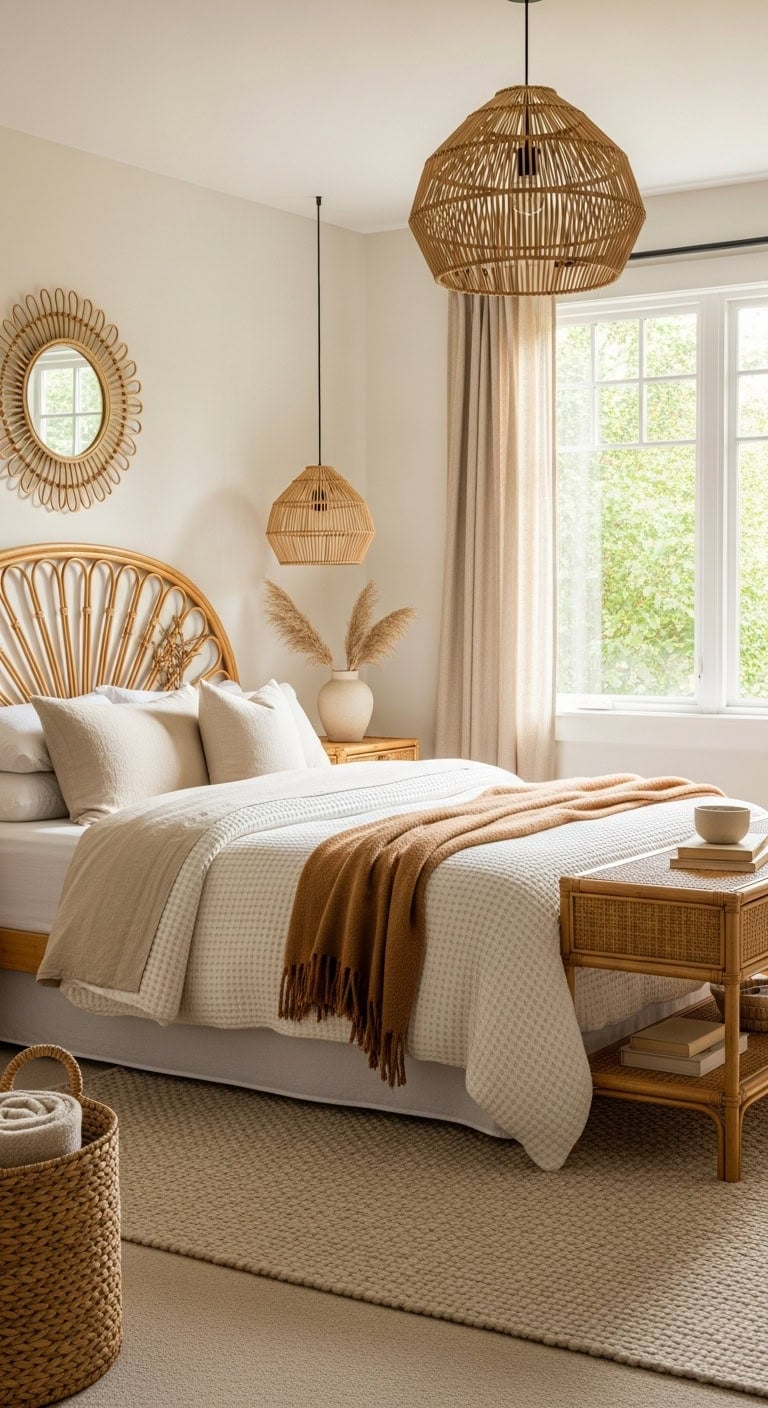 rattan accents elevate natural texture