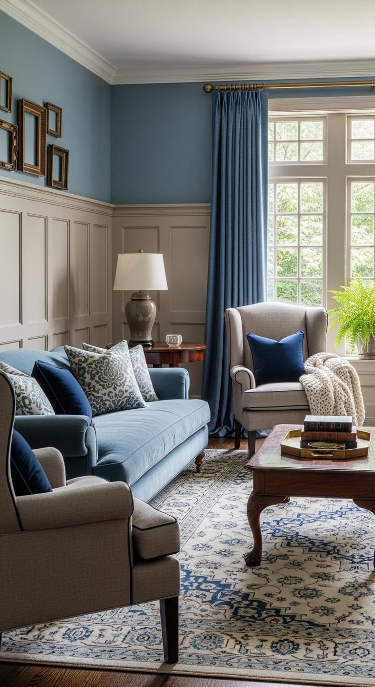 refined elegant timeless taupe and blue