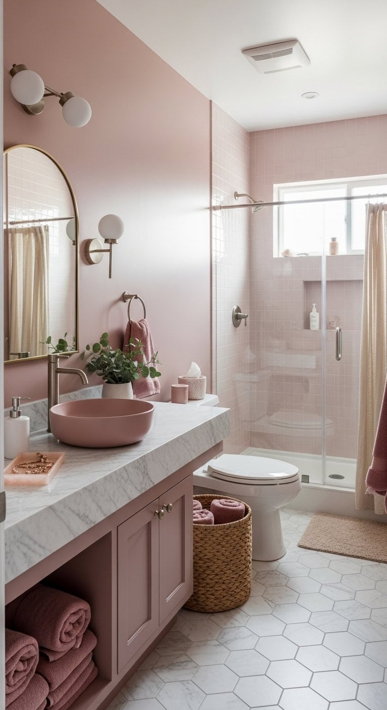 refined feminine calming sophisticated bathroom design