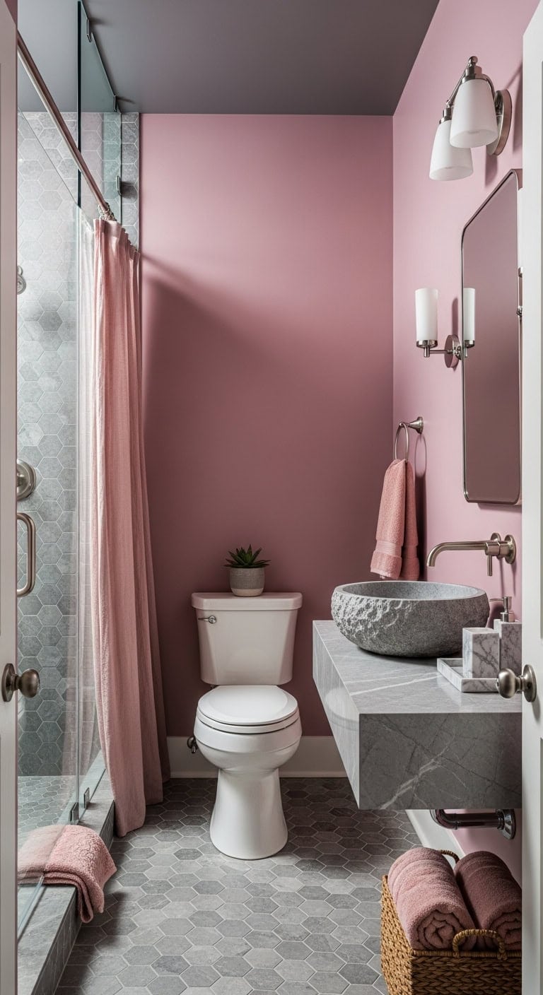 refined transitional feminine sophisticated bathroom design