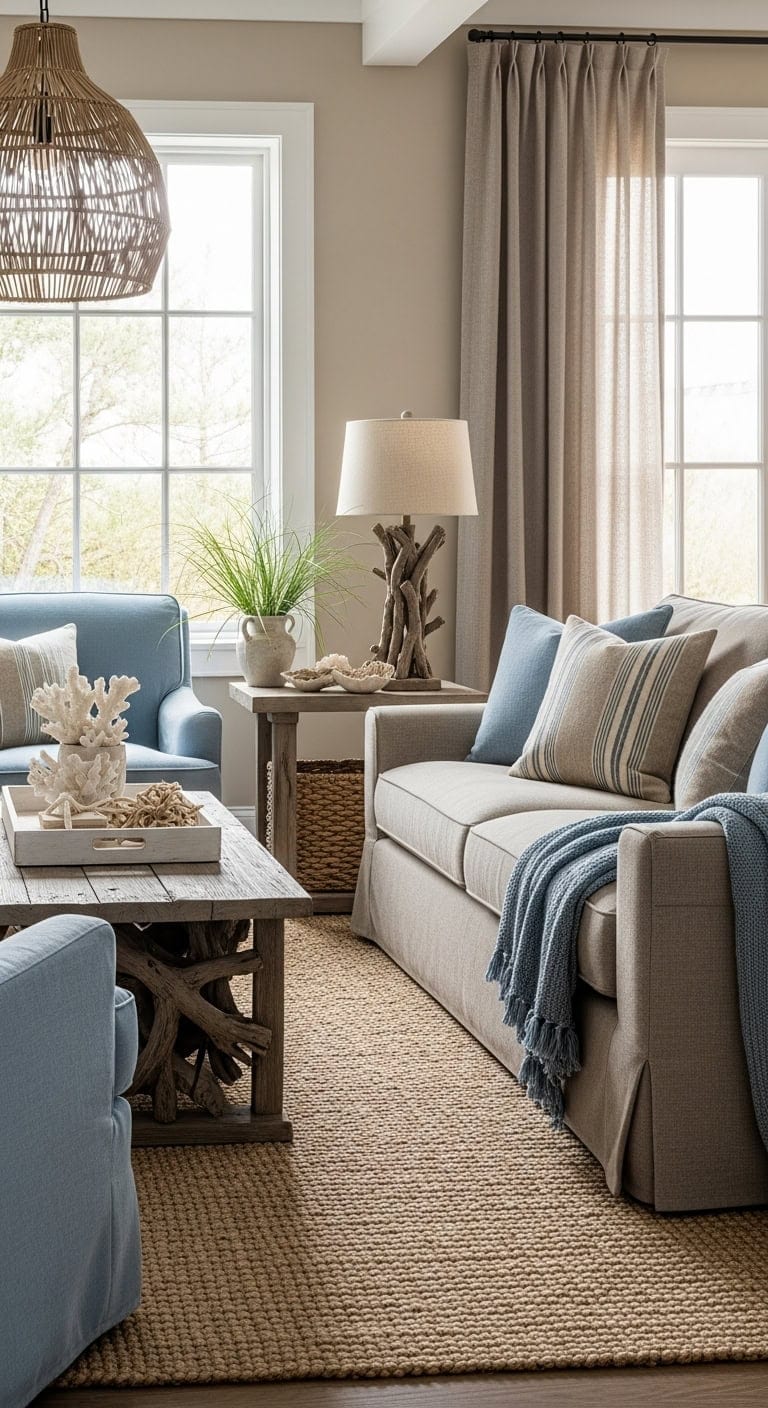 relaxed coastal living room design