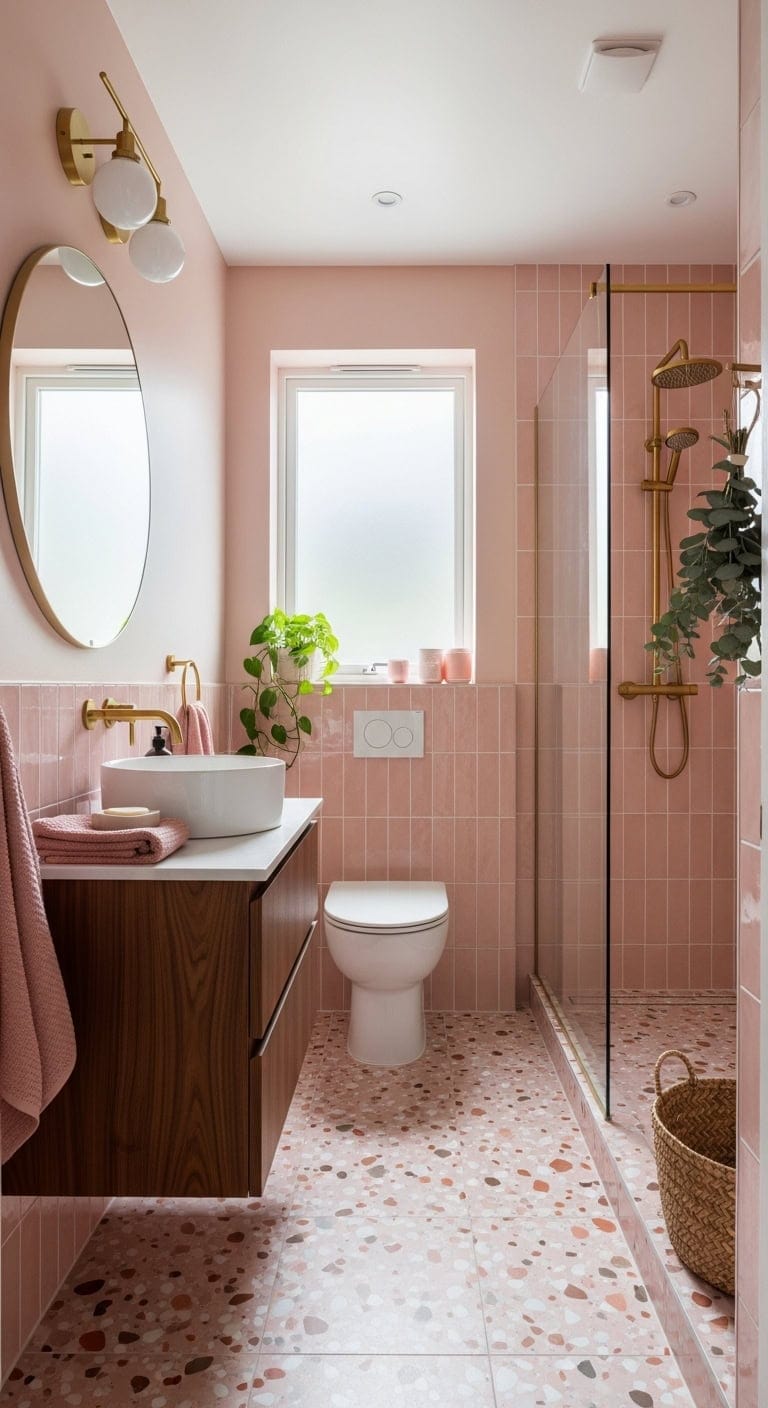 retro chic terrazzo bathroom design statement