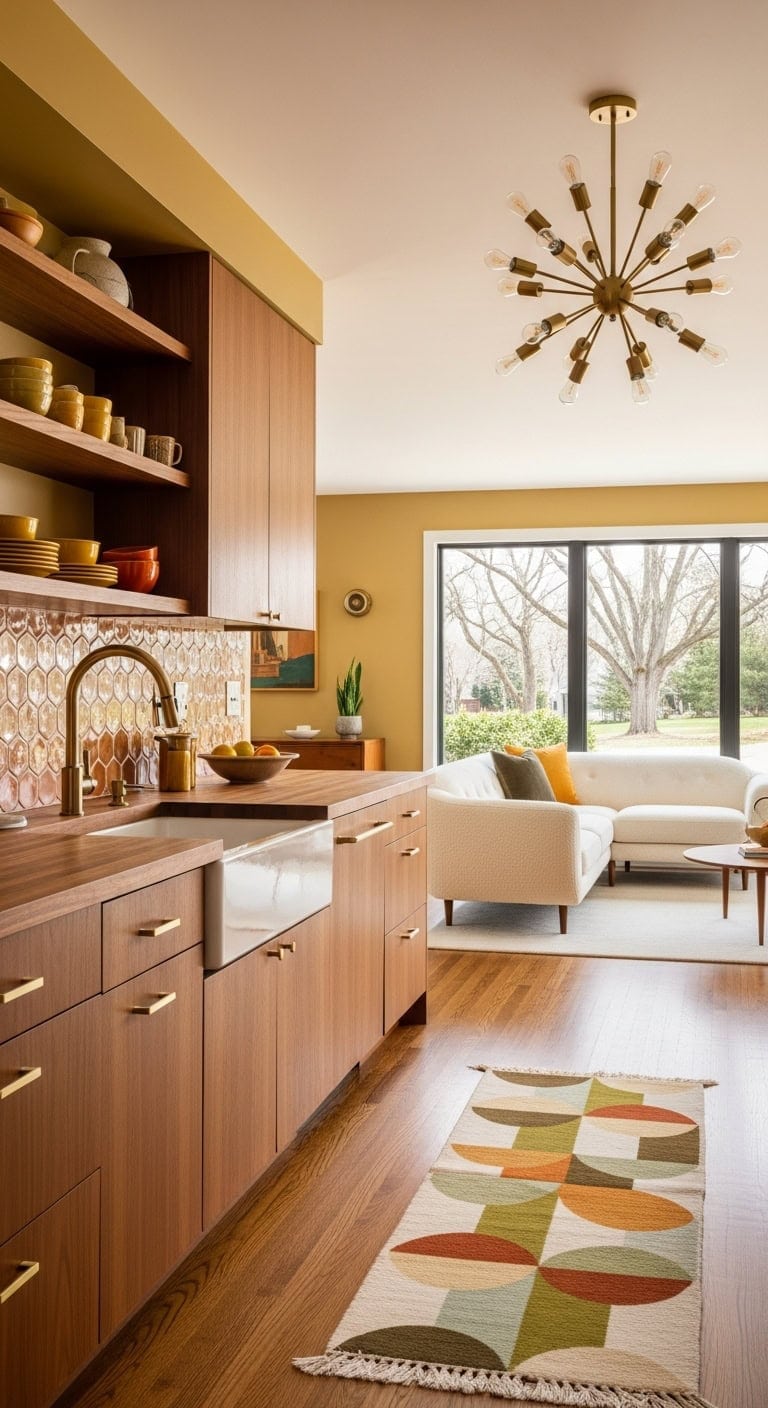 retro inspired modern open concept living space