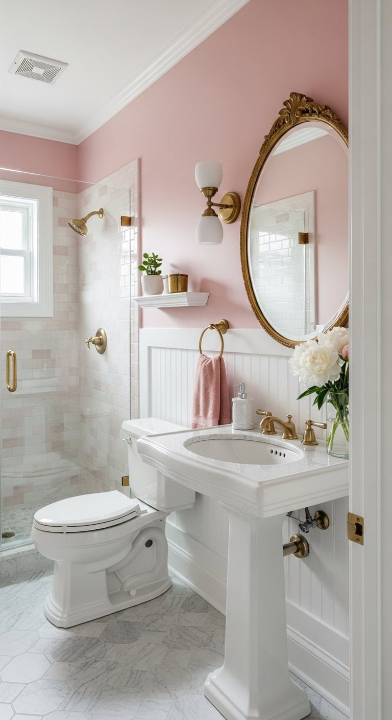 romantic charming feminine inviting powder room