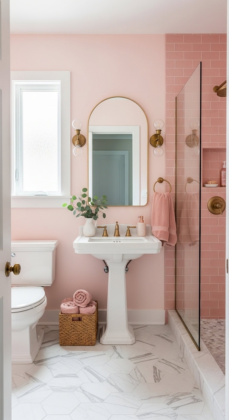 romantic elegant feminine sophisticated bathroom transformation