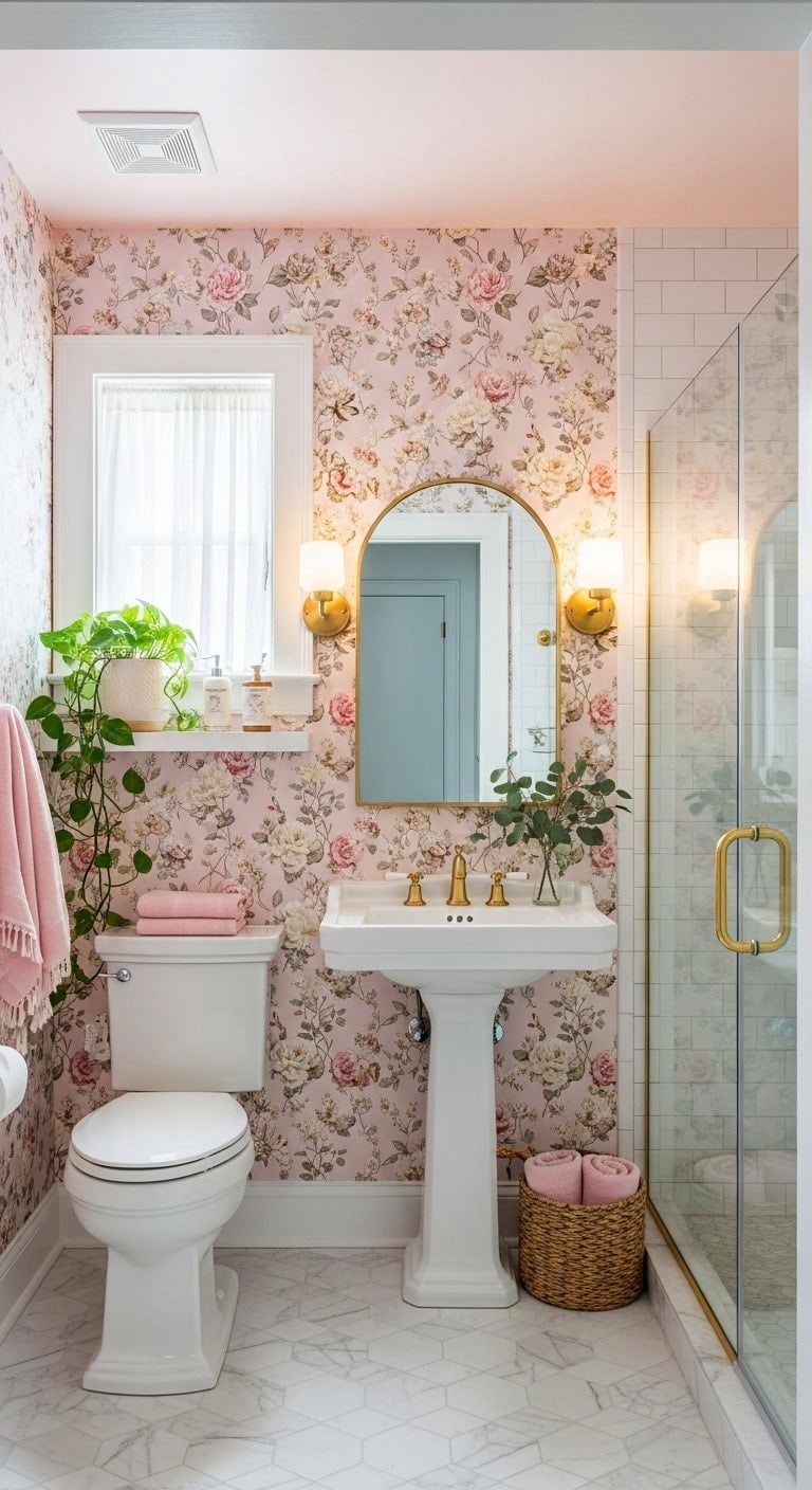 romantic feminine bathroom transformation details