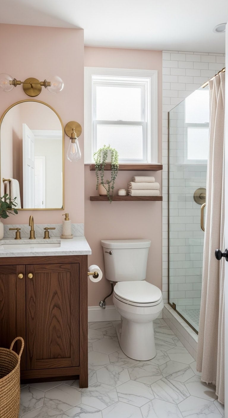 romantic grounded bathroom decor scheme