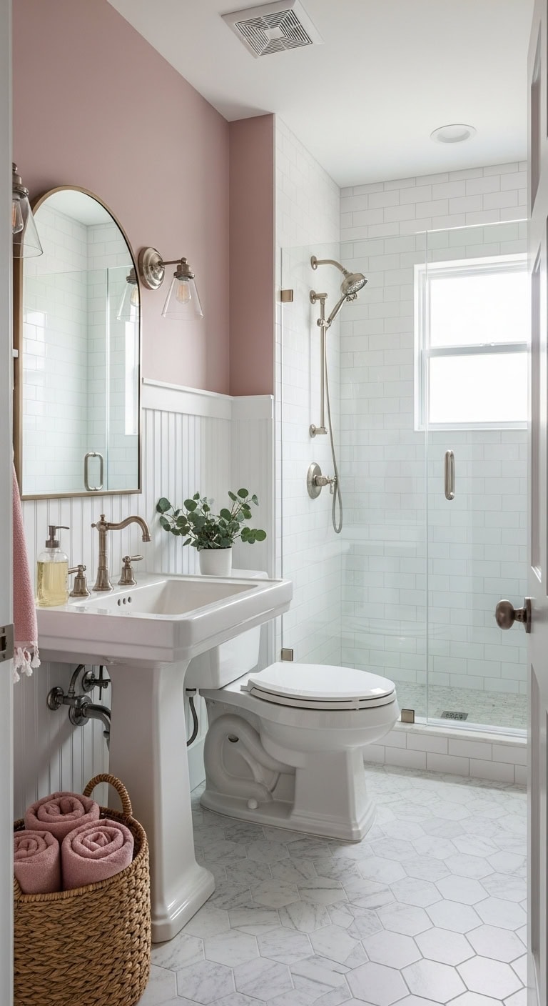 romantic timeless warm sophisticated bathroom