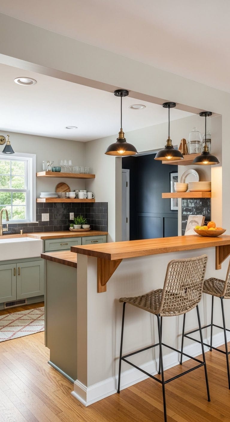 rustic modern breakfast bar centerpiece