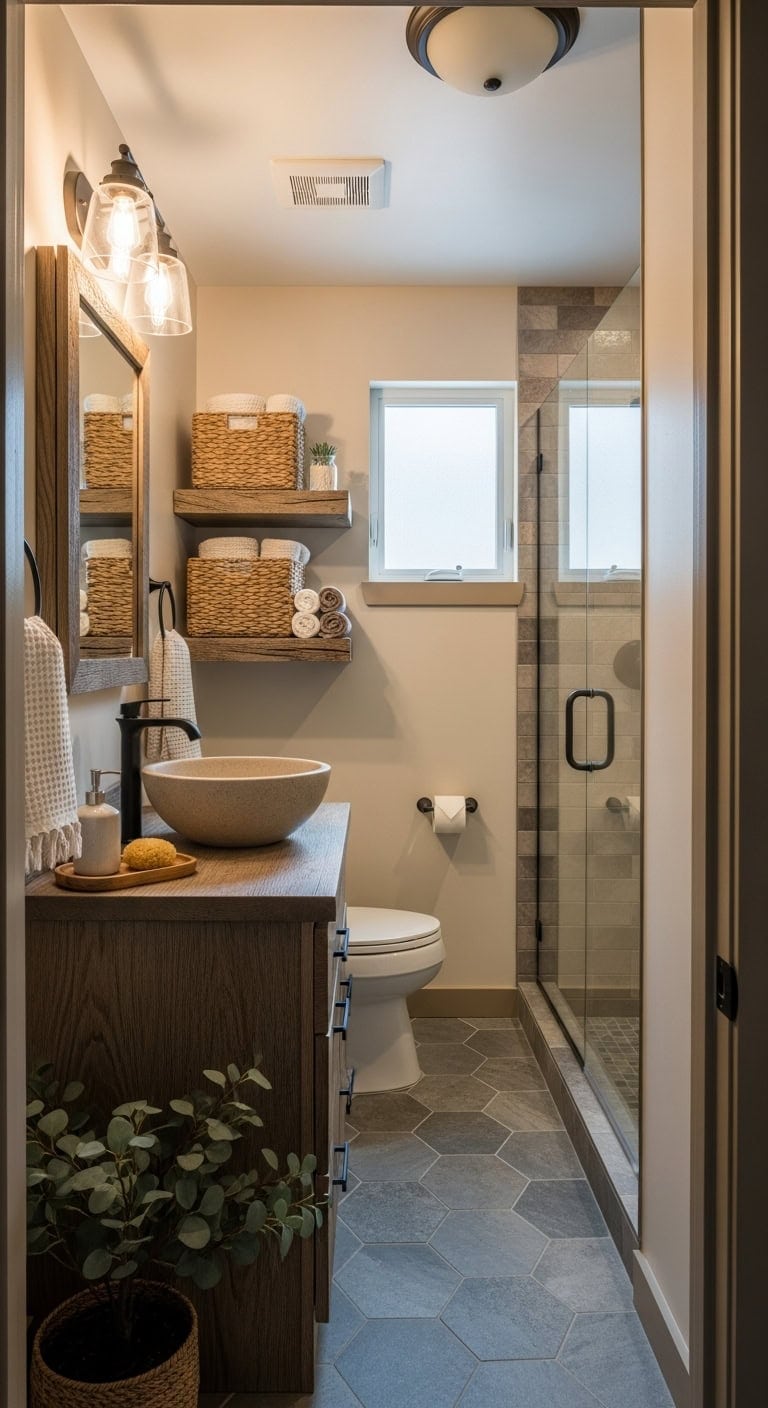rustic retreat embraces recessed medicine cabinet