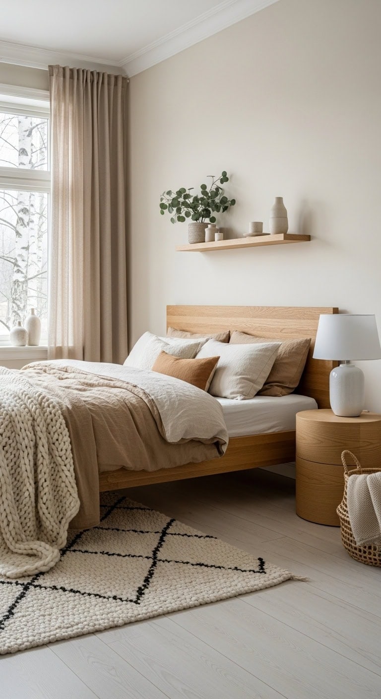 serene cozy scandinavian inspired bedroom sanctuary