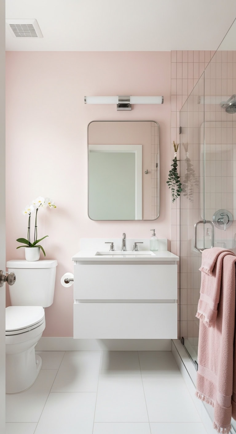 serene minimalist pink bathroom sanctuary
