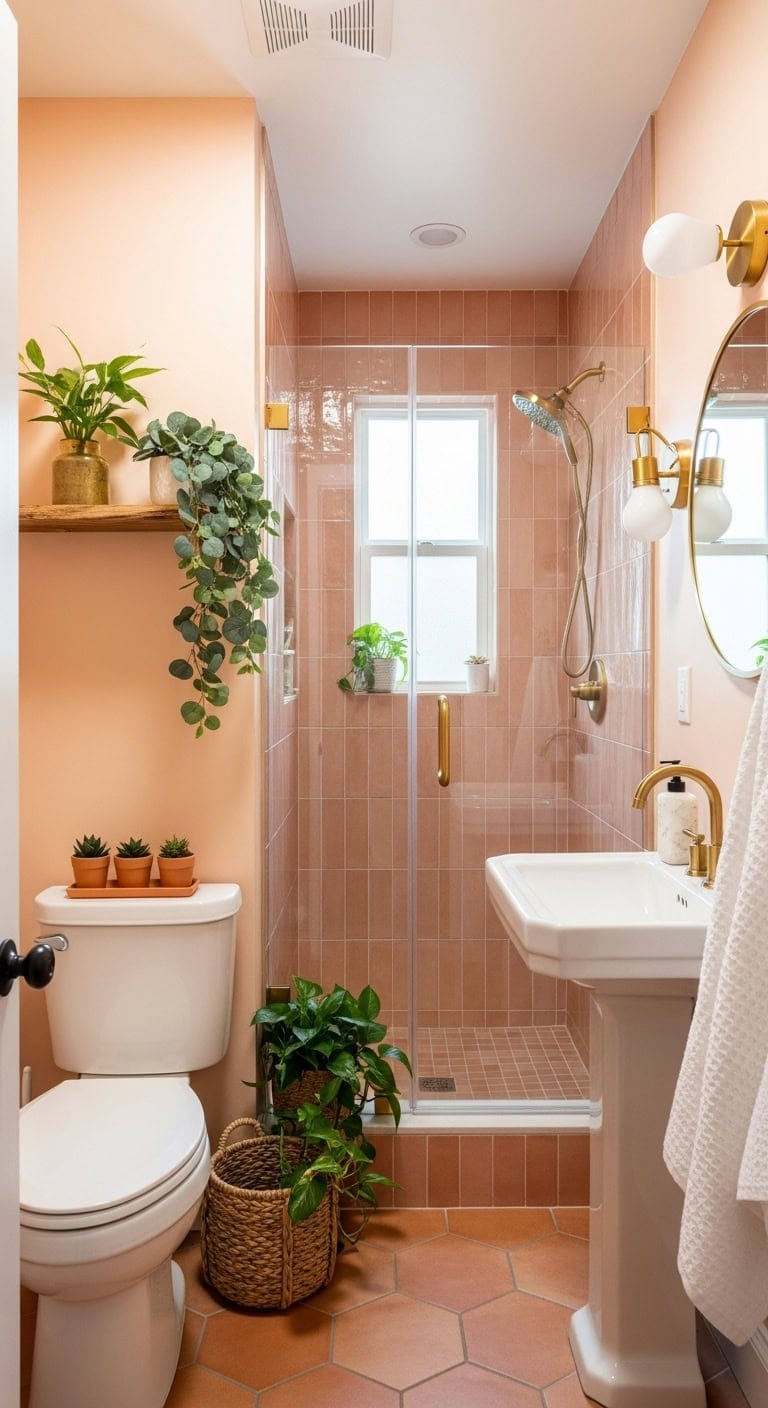 serene peach and green retreat