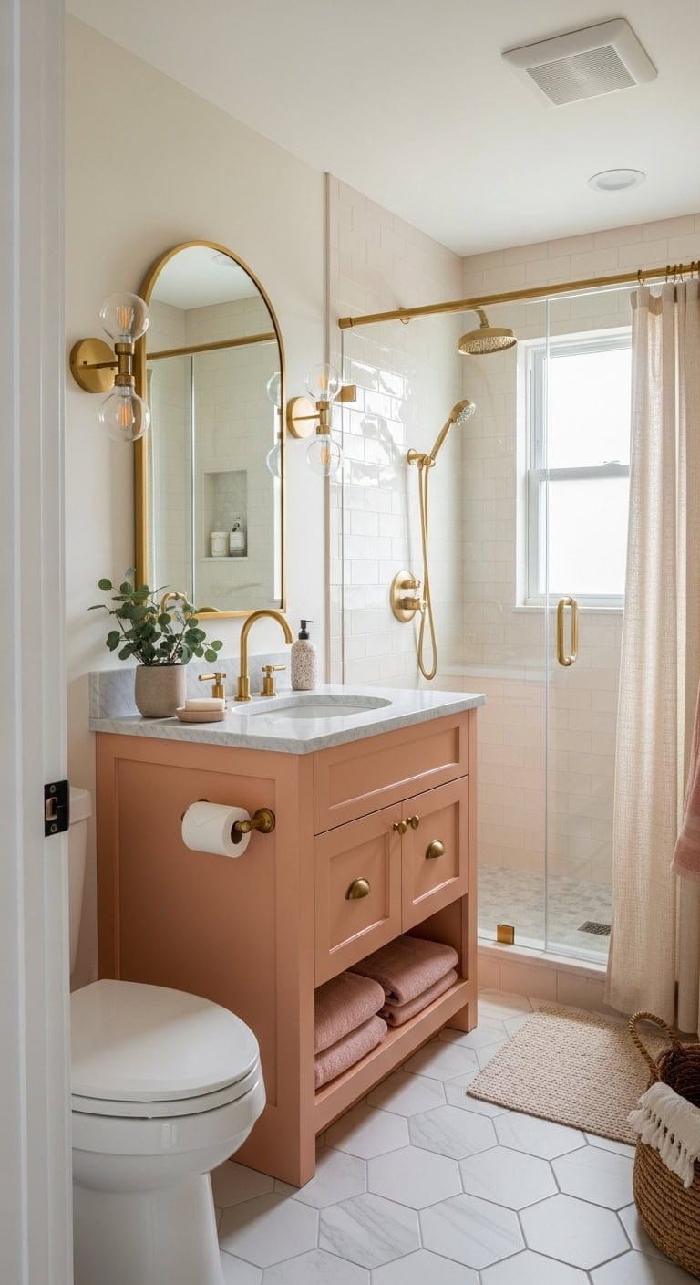 serene salmon pink bathroom sanctuary