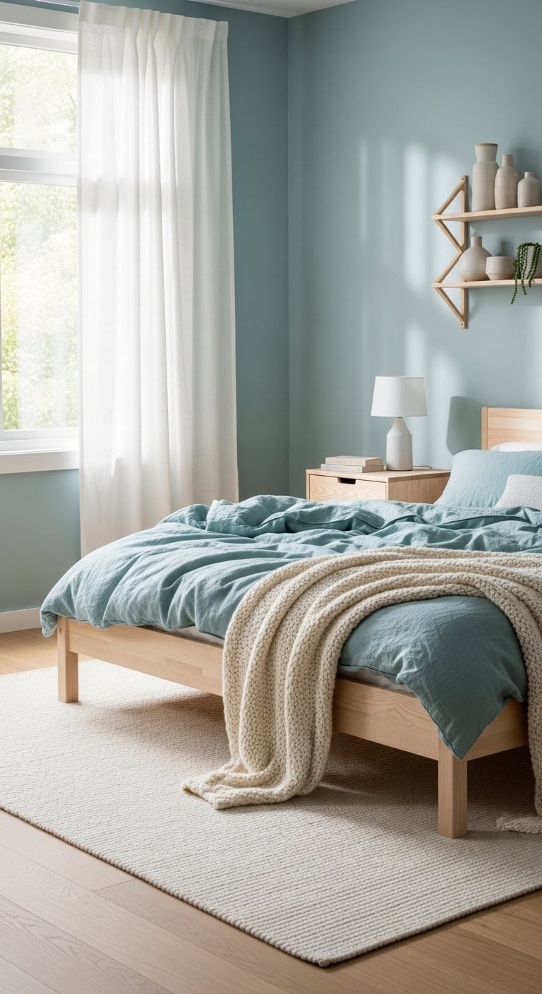 serene scandinavian aqua bedroom retreat