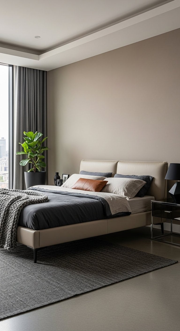 sleek luxurious contemporary gender neutral bedroom