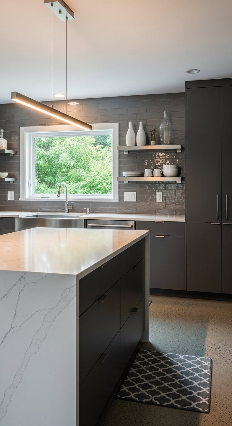 sleek sophisticated waterfall kitchen countertops