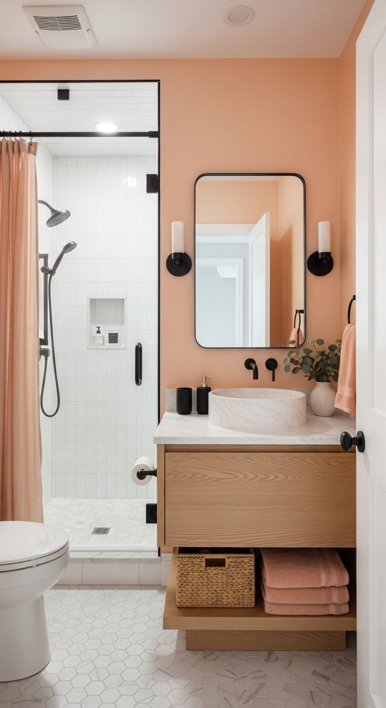 soft peach matte black timeless elegance