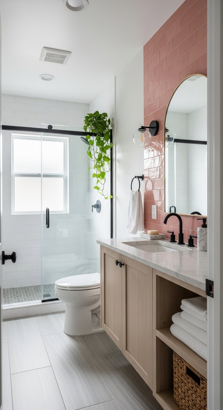 soft pink accent wall inspiration