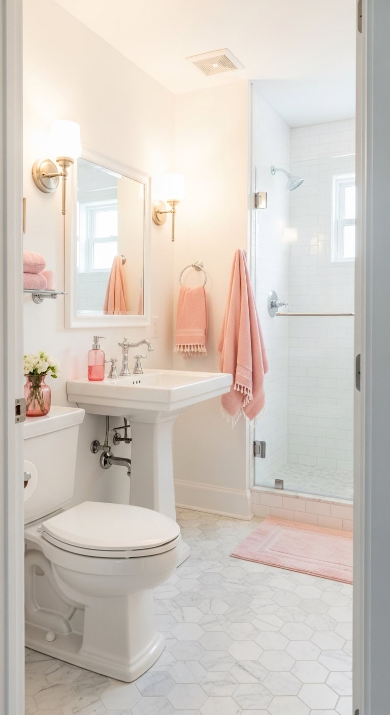 soft pink bathroom accents refresh