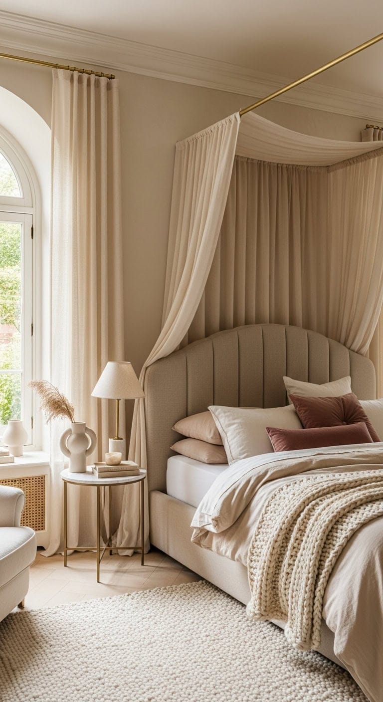 soft romantic layered sophisticated bedroom