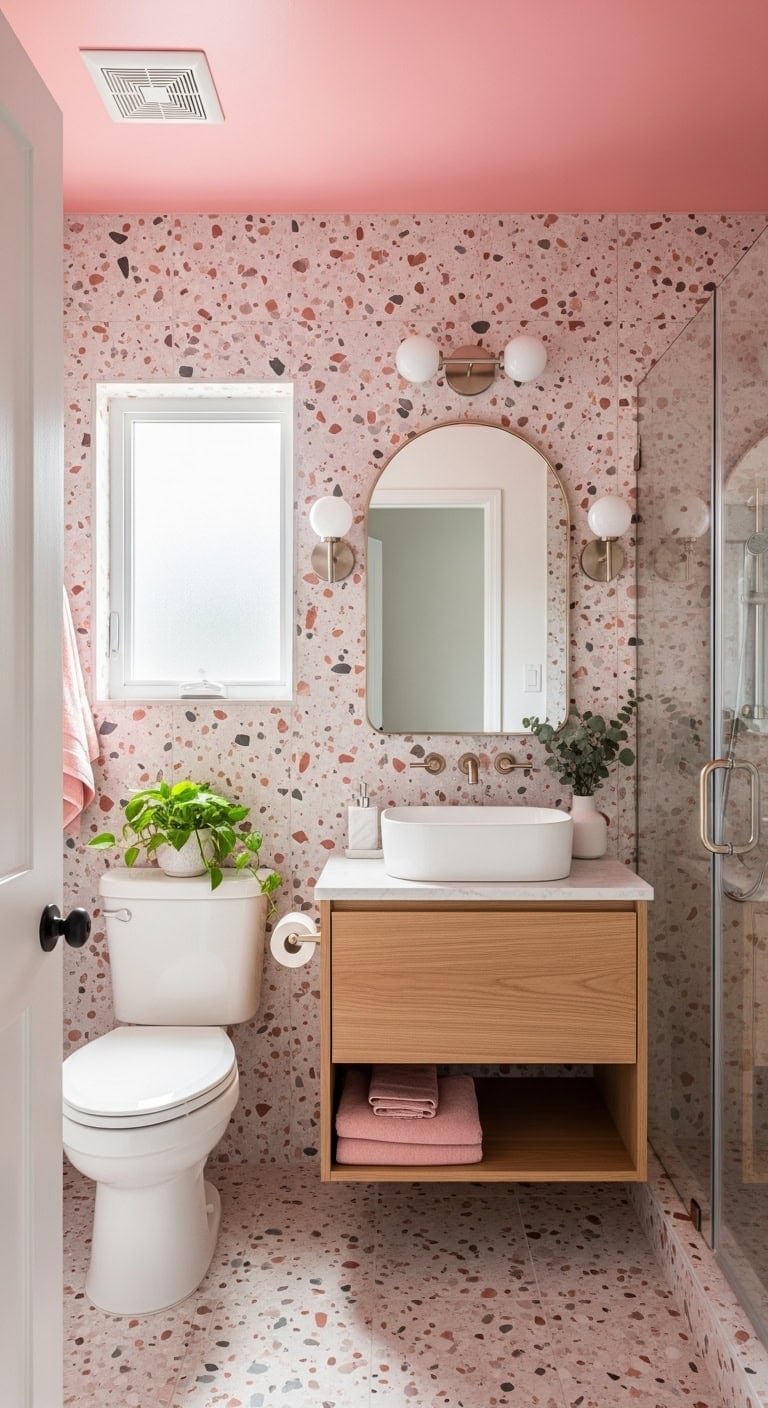 soft sophisticated texturized bathroom statement