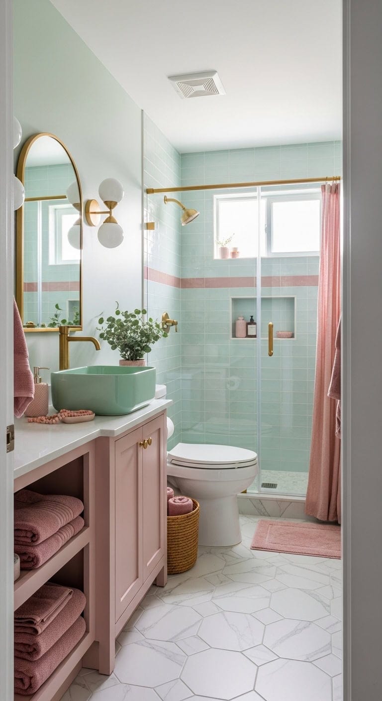 soothing mint romantic dusty rose